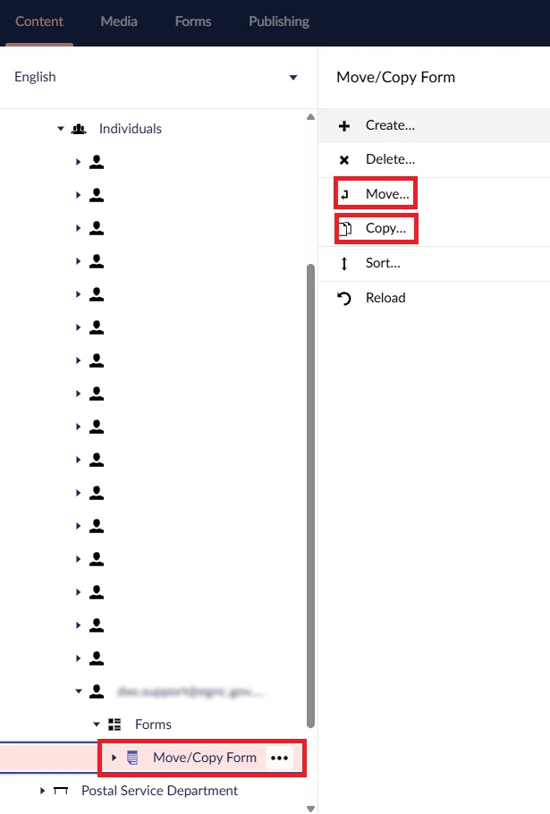 Form Copy / Move Process