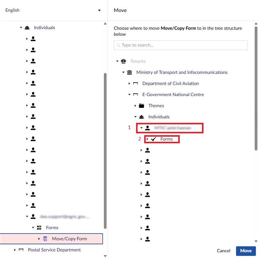 Form Copy / Move Process